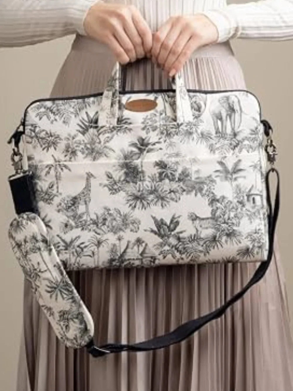 Maison d' Hermine Black and Cream Toile Laptop Bag
